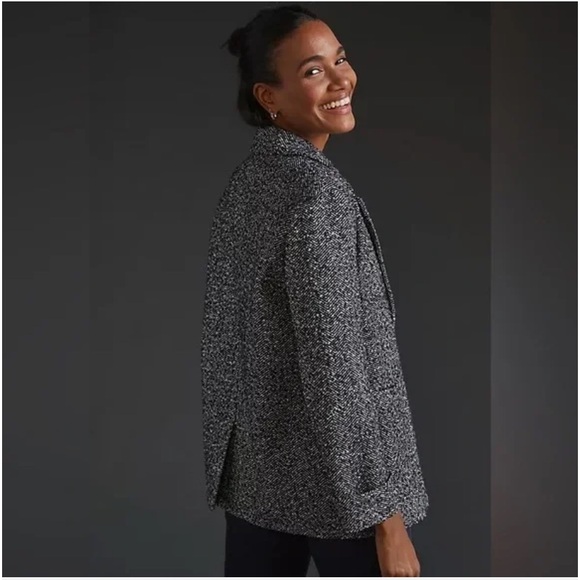 Anthropologie X Avec Les Filles Relaxed Patch-Pocket Tweed Blazer Coat - Picture 3 of 11